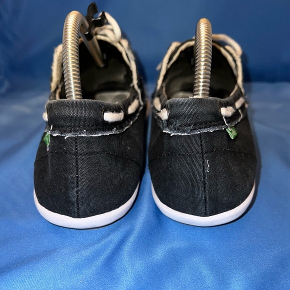 Sanuk Sailaway Fray Women's Boat Shoes Black Slip On Sidewalk Surfers Flats 9.5 - Picture 5 of 8